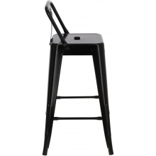 Hoker metalowy z oparciem Paris Back Short 66 czarny D2.Design do kuchni, restauracji i baru.