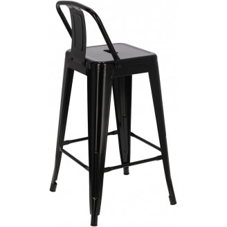 Hoker metalowy z oparciem Paris Back Short 66 czarny D2.Design do kuchni, restauracji i baru.
