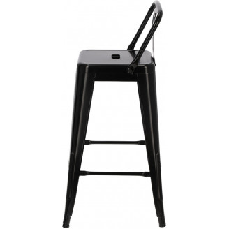 Hoker metalowy z oparciem Paris Back Short 66 czarny D2.Design do kuchni, restauracji i baru.