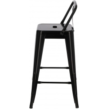 Hoker metalowy z oparciem Paris Back Short 66 czarny D2.Design do kuchni, restauracji i baru.
