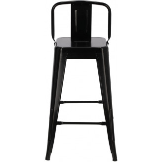 Hoker metalowy z oparciem Paris Back Short 66 czarny D2.Design do kuchni, restauracji i baru.