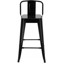 Hoker metalowy z oparciem Paris Back Short 66 czarny D2.Design do kuchni, restauracji i baru.
