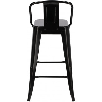 Hoker metalowy z oparciem Paris Back Short 66 czarny D2.Design do kuchni, restauracji i baru.