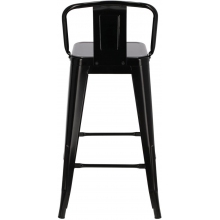 Hoker metalowy z oparciem Paris Back Short 66 czarny D2.Design do kuchni, restauracji i baru.
