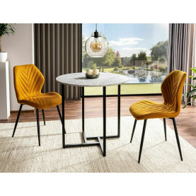Stół okrągły Alto 80cm biały efekt marmur / czarny Signal 2
