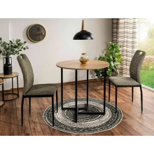 Stół okrągły loft Alto 80cm dąb / czarny mat Signal