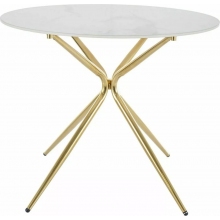 Stół ceramiczny glamour na złotych nogach Azalia 90cm biały Signal