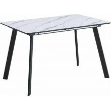 Stół rozkładany Bari 120-160x80cm biały efekt marmuru / czarny mat Signal