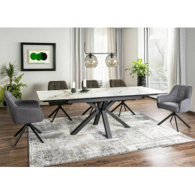 Stół rozkładany z ceramicznym blatem Columbus 160-240x90cm biały amber bianco / czarny Signal 2
