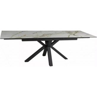 Stół rozkładany z ceramicznym blatem Columbus 160-240x90cm biały amber bianco / czarny Signal