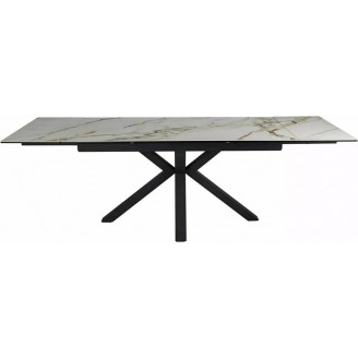 Stół rozkładany z ceramicznym blatem Columbus 160-240x90cm biały amber bianco / czarny Signal