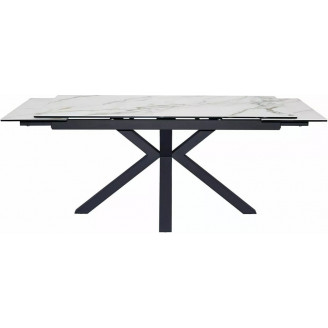 Stół rozkładany z ceramicznym blatem Columbus 160-240x90cm biały amber bianco / czarny Signal