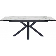 Stół rozkładany z ceramicznym blatem Columbus 160-240x90cm biały amber bianco / czarny Signal