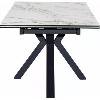 Stół rozkładany z ceramicznym blatem Columbus 160-240x90cm biały amber bianco / czarny Signal
