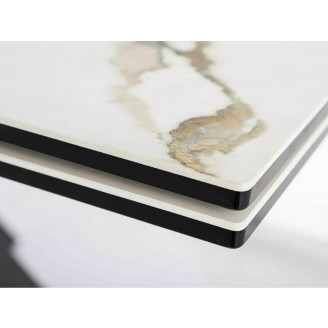 Stół rozkładany z ceramicznym blatem Columbus 160-240x90cm biały amber bianco / czarny Signal