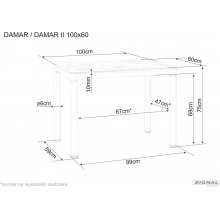 Stół prostokąty Damar 100x60cm dąb aristan / czarny mat Signal
