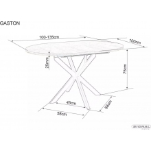 Stół okrągły rozkładany Gaston 100cm czarny efekt marmuru / czarny mat Signal