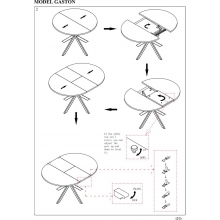 Stół okrągły rozkładany Gaston 100cm czarny efekt marmuru / czarny mat Signal
