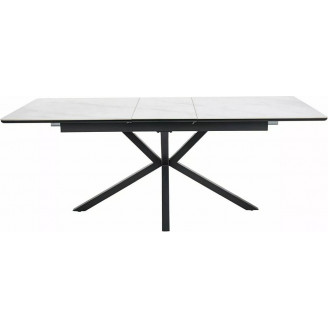 Stół rozkładany ceramiczny Logan 160-200x90cm biały efekt marmuru / czarny mat Signal