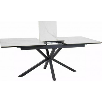 Stół rozkładany ceramiczny Logan 160-200x90cm biały efekt marmuru / czarny mat Signal