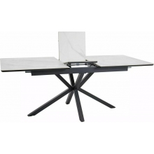 Stół rozkładany ceramiczny Logan 160-200x90cm biały efekt marmuru / czarny mat Signal