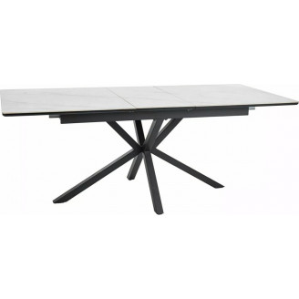 Stół rozkładany ceramiczny Logan 160-200x90cm biały efekt marmuru / czarny mat Signal