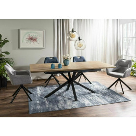 Stół rozkładany fornirowany Logan 160-200x90cm dąb / czarny mat Signal 2