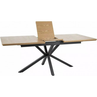 Stół rozkładany fornirowany Logan 160-200x90cm dąb / czarny mat Signal