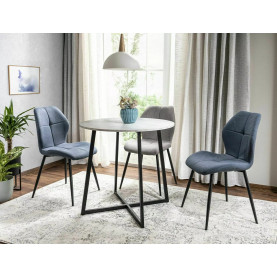 Stół okrągły Luna 90cm biały efekt marmuru / czarny mat Signal 2