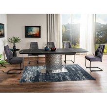 Stół ceramiczny na jednej nodze Moncler 160-240x90cm czarny sahara noir / czarny mat  / srebrny Signal