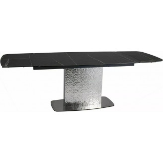 Stół ceramiczny na jednej nodze Moncler 160-240x90cm czarny sahara noir / czarny mat  / srebrny Signal