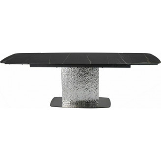 Stół ceramiczny na jednej nodze Moncler 160-240x90cm czarny sahara noir / czarny mat  / srebrny Signal
