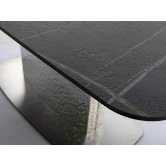 Stół ceramiczny na jednej nodze Moncler 160-240x90cm czarny sahara noir / czarny mat  / srebrny Signal
