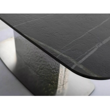 Stół ceramiczny na jednej nodze Moncler 160-240x90cm czarny sahara noir / czarny mat  / srebrny Signal