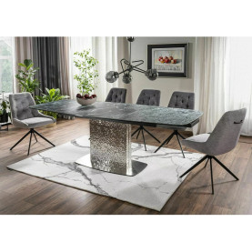 Stół ceramiczny na jednej nodze Moncler 160-240x90cm morski verde alpi / czarny mat  / srebrny Signal 2