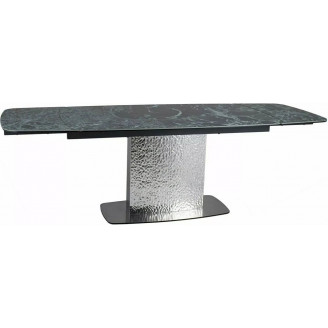Stół ceramiczny na jednej nodze Moncler 160-240x90cm morski verde alpi / czarny mat  / srebrny Signal
