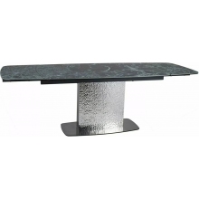 Stół ceramiczny na jednej nodze Moncler 160-240x90cm morski verde alpi / czarny mat  / srebrny Signal