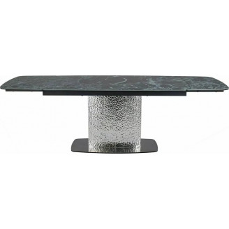 Stół ceramiczny na jednej nodze Moncler 160-240x90cm morski verde alpi / czarny mat  / srebrny Signal