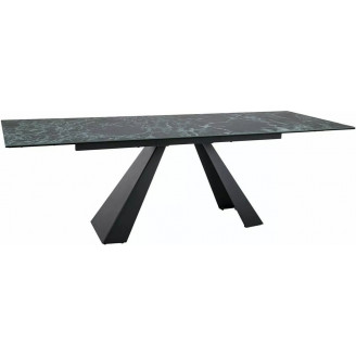 Stół szklany rozkładany Salvadore Ceramic 160-240x90cm morski verde alpi / czarny mat Signal