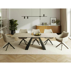 Stół szklany rozkładany Salvadore Ceramic 160-240x90cm diamond cream / czarny mat Signal 2
