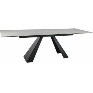Stół szklany rozkładany Salvadore Ceramic 160-240x90cm diamond cream / czarny mat Signal