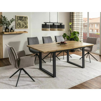 Stół rozkładany Umberto 160-240x90cm dąb aristan / czarny mat Signal