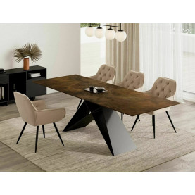 Stół rozkładany nowoczesny Westin Ceramic 160x90cm brąz ossido bruno / czarny mat Signal 2