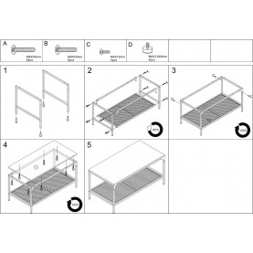 Stolik loft z drucianą półką Lex 90x45cm dąb / czarny mat Signal 2