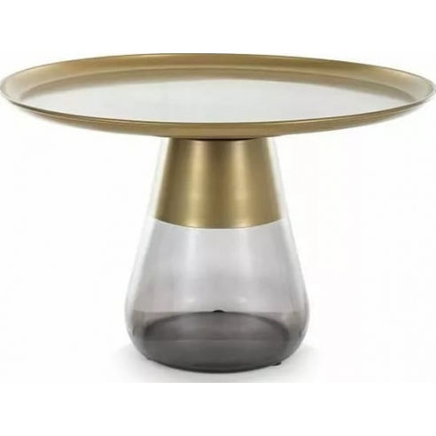Stolik kawowy taca na szklanej podstawie Tiffany 70cm złoty mat / czarny Signal