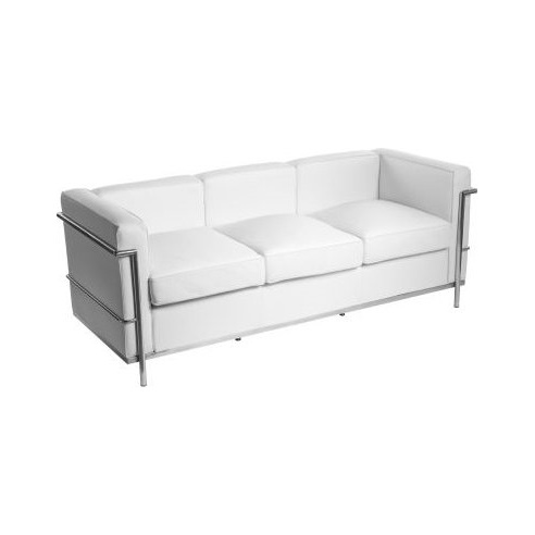 Stylowa Sofa skórzana 3 osobowa Kubik 180 biała D2.Design do salonu, poczekalni i kawiarni.