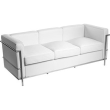 Stylowa Sofa skórzana 3 osobowa Kubik 180 biała D2.Design do salonu, poczekalni i kawiarni.