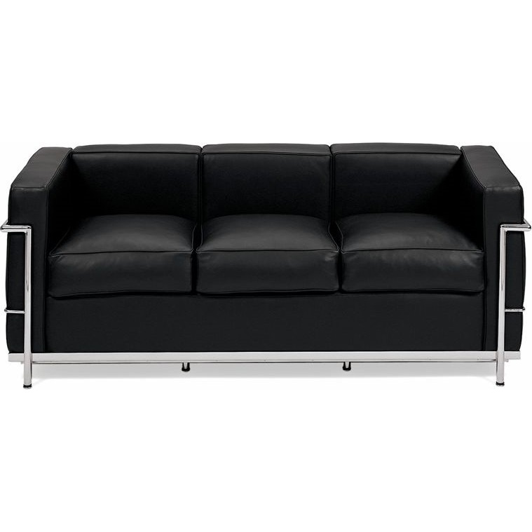 Stylowa Sofa skórzana 3 osobowa Kubik 180 czarna D2.Design do salonu, poczekalni i kawiarni.