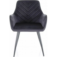 Krzesło welurowe z przeszyciami Fig czarne Signal