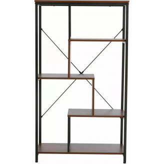 Regał loft na nóżkach Net 75x35x132cm orzech / czarny Signal